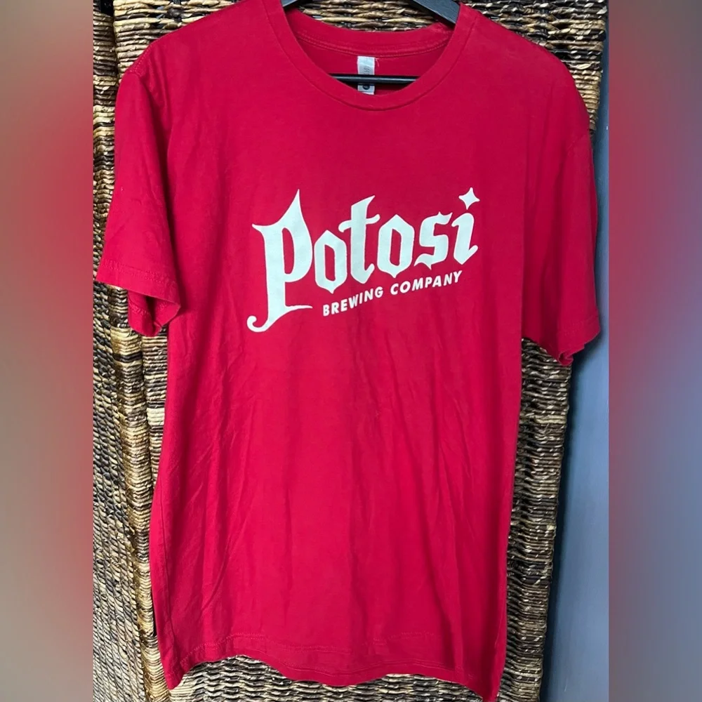 Potosi Brewing Co- Shirt, Red w/Screen print, Estimated size: Medium